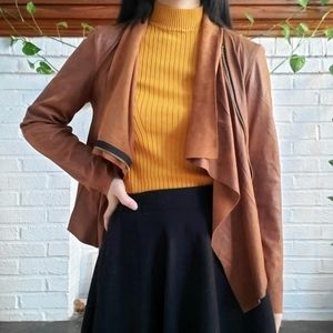 Faux suede drape jacket
